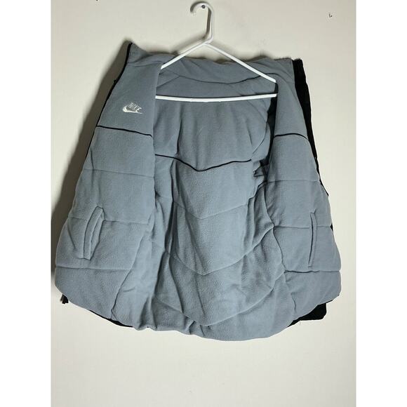 Vin Nike Swoosh Sportswear Reversible Black Gray Jacket Fleece Size L (14-16) - Picture 7 of 16